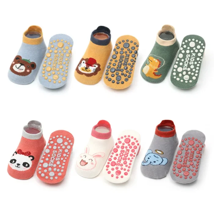 6 Pairs Kids Cotton Socks Cute Cartoon Animal Pattern Comfy Breathable Baby Non-slip Floor Socks – Bild 2