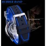 Automatik Armbanduhr Herren Wasserdicht Dual Zifferblatt Silikonband Edelstahl 43mm – Bild 5