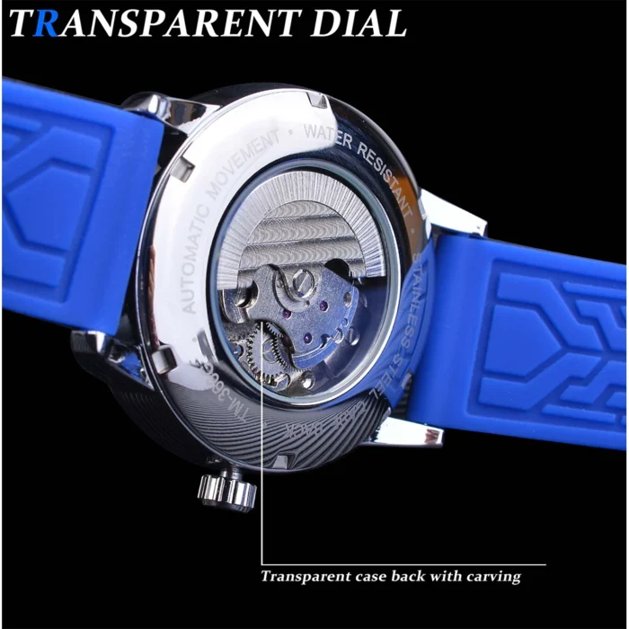 Automatik Armbanduhr Herren Wasserdicht Dual Zifferblatt Silikonband Edelstahl 43mm – Bild 4