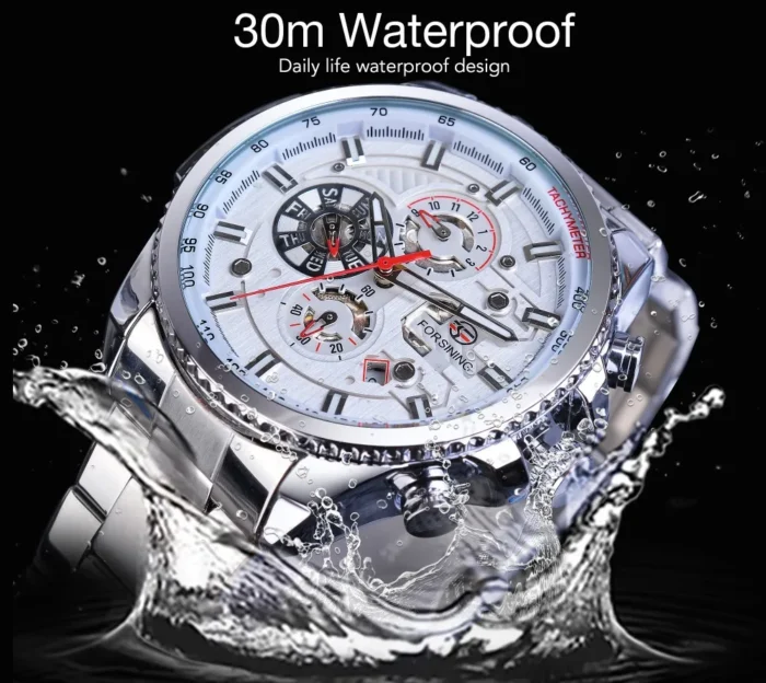 Mechanische Uhr Herren Edelstahl Automatik Multifunktion Kalender Zifferblatt Wasserfest – Bild 6