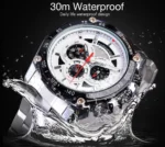 Mechanische Uhr Automatik Edelstahl Silber Sport Herren Uhr mit Kalender – Bild 9