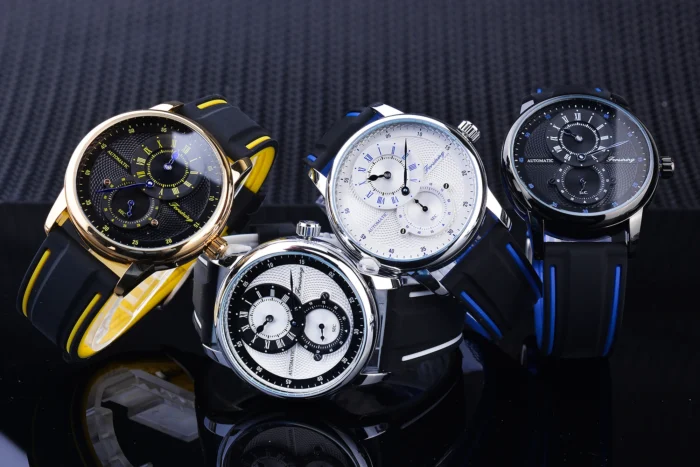 Automatik Armbanduhr Herren Wasserdicht Dual Zifferblatt Silikonband Edelstahl 43mm – Bild 9