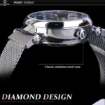 Automatik Uhr Edelstahl Damen Wasserdicht Elegant Mesh Design 34 mm – Bild 8