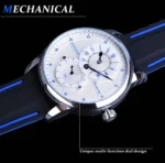 Automatik Armbanduhr Herren Wasserdicht Dual Zifferblatt Silikonband Edelstahl 43mm – Bild 8