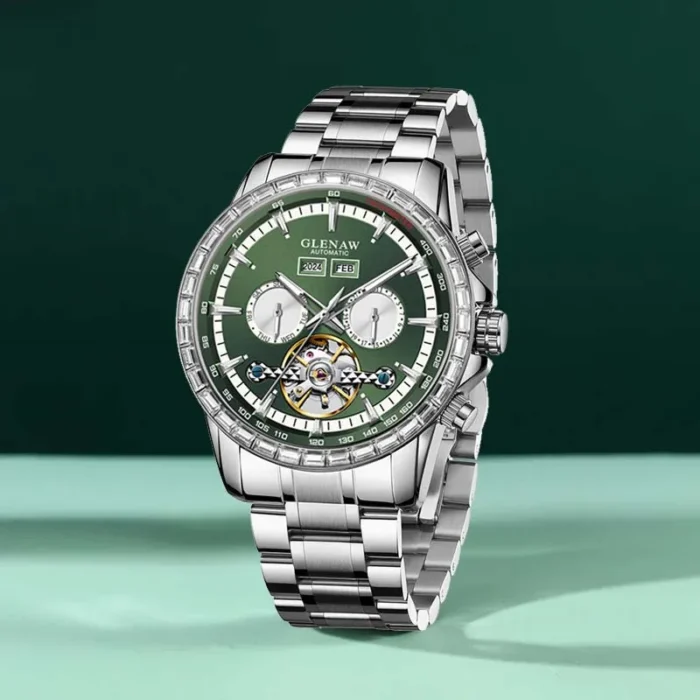 Automatikuhr Herren Business Edelstahl Mineralglas Datum Wochentag Wasserdicht – Bild 1