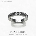 Ring Silberfarbene Legierung Schwarz Ornamentstruktur 4 mm Damen Herren