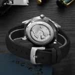 Automatikuhr für Herren Skelettuhr Edelstahl Gummiband 43 mm 30 m Wasserdicht – Bild 5