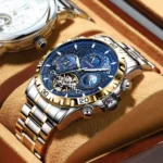 Herrenuhr für Herren Automatik 43 mm Metallband Wochentag Datum 30m wasserdicht