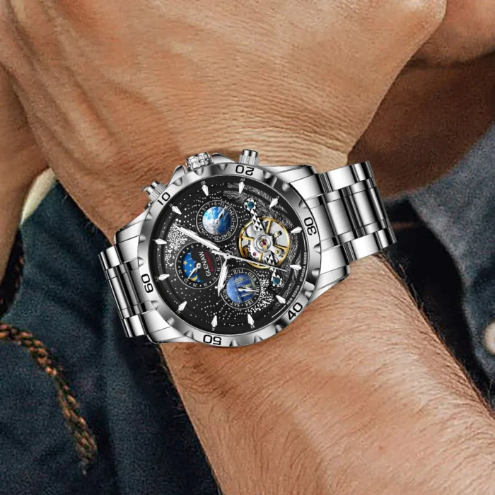 Herrenuhr Automatik Edelstahl Sichtfenster 43mm Spritzwassergeschützt – Bild 5