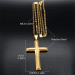 Halskette Vergoldete Edelstahl Kreuzanhänger 60cm 50mm – Bild 6