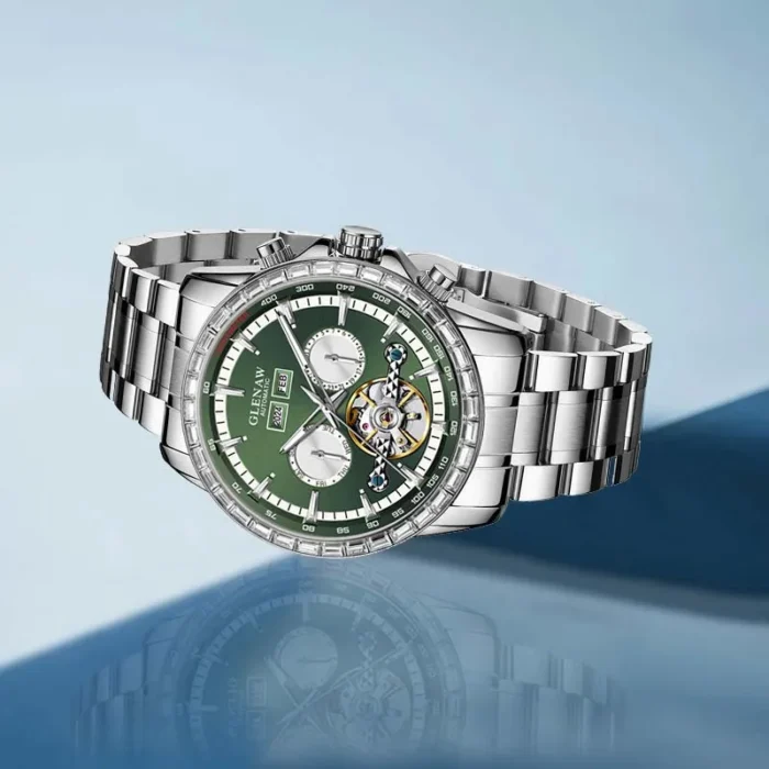 Automatikuhr Herren Business Edelstahl Mineralglas Datum Wochentag Wasserdicht – Bild 2