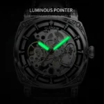 Herrenuhr Skelett Automatik mechanisch Edelstahl Mineralglas Kunstlederband 3ATM – Bild 5