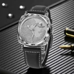 Armbanduhr für Herren Automatik Skelettuhr Edelstahl Leuchtzeiger Mineralglas 42mm – Bild 2