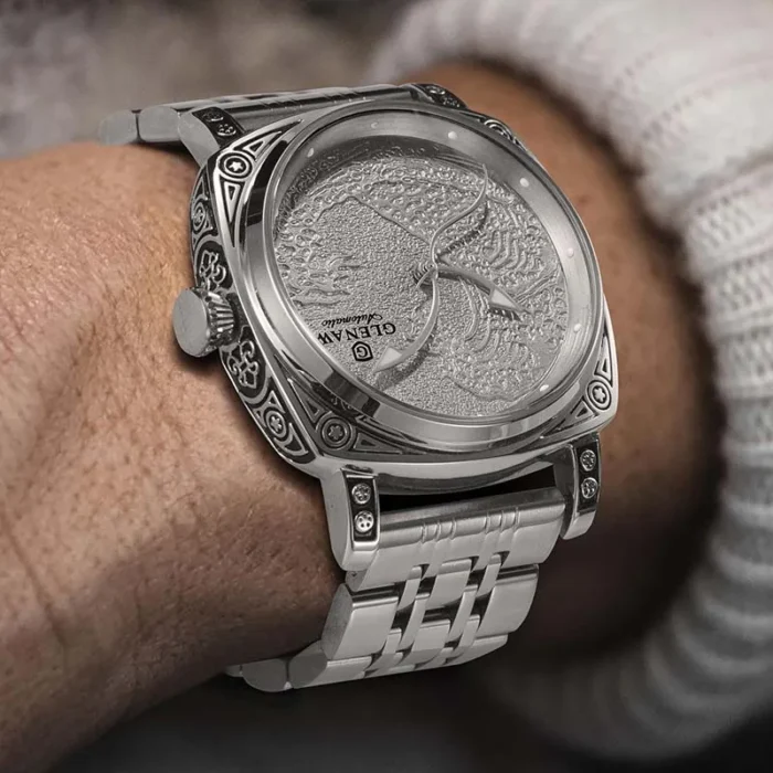 Armbanduhr für Herren Automatik Skelettuhr Edelstahl Leuchtzeiger Mineralglas 42mm – Bild 3