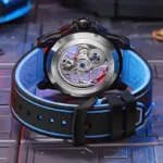 Herrenuhr Automatik Skelettuhr Edelstahl Gummiarmband Leuchtzeiger 44 mm – Bild 5