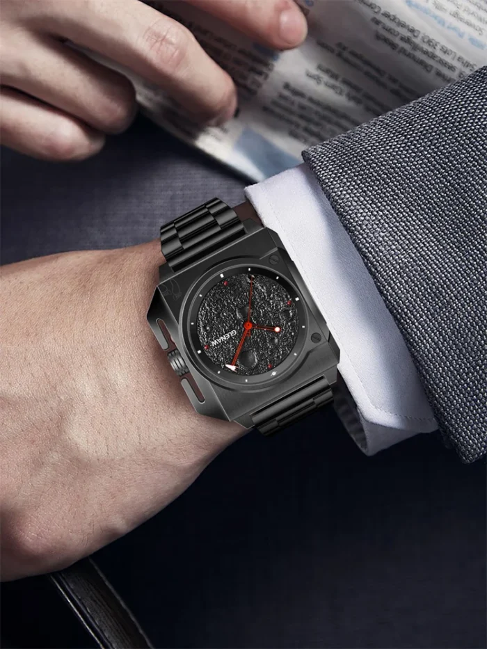 Herrenuhr Automatik Edelstahl Quadrat 41mm für Herren Leuchtzeiger 3ATM Zifferblatt – Bild 4