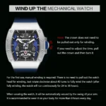 Automatik Herrenuhr Skelett Edelstahlgehäuse Silikonband Leuchtzeiger – Bild 6