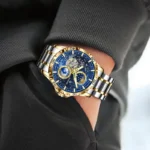 Herrenuhr Automatik Skelettuhr Mondphase Leuchtzeiger Edelstahl 43mm 30m – Bild 3