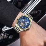 Herrenuhr für Herren Automatik 43 mm Metallband Wochentag Datum 30m wasserdicht – Bild 4