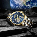 Herrenuhr Automatik Skelettuhr Mondphase Leuchtzeiger Edelstahl 43mm 30m – Bild 2