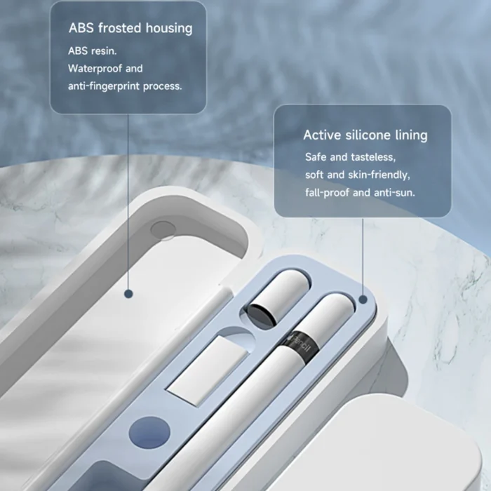 Aufbewahrungsbox für Apple Pencil 1 2 Generation ABS Silikon Magnet Weiß Blau – Bild 4