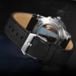 Automatische Herrenuhr für Herren Edelstahl Kunstlederband Datumsanzeige Leuchtindizes 50m – Bild 6