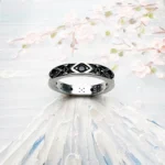 Ring Silberfarbene Legierung Schwarz Ornamentstruktur 4 mm Damen Herren – Bild 4