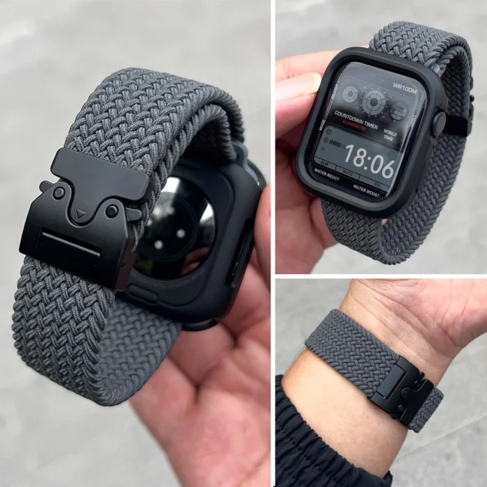 Armband für Apple Watch 41-49 mm Geflochtenes Nylon Luftdurchlässig Verstellbar – Bild 1