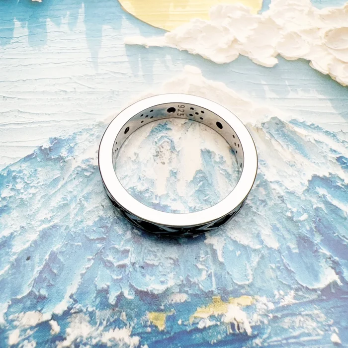 Ring Silberfarbene Legierung Schwarz Ornamentstruktur 4 mm Damen Herren – Bild 5