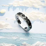 Ring Silberfarbene Legierung Schwarz Ornamentstruktur 4 mm Damen Herren – Bild 6