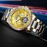 Herrenuhr Skelettuhr Automatik Edelstahl 43 mm Datum 3 ATM – Bild 3