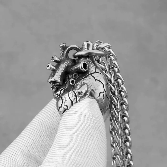 Halskette f. Männer Frauen anatomisches Herz Edelstahl – Bild 3