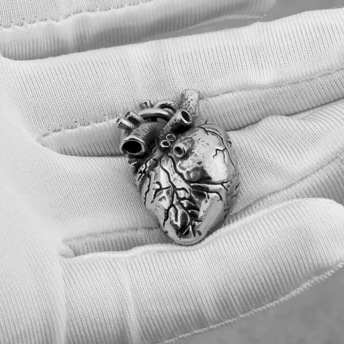 Halskette f. Männer Frauen anatomisches Herz Edelstahl – Bild 6