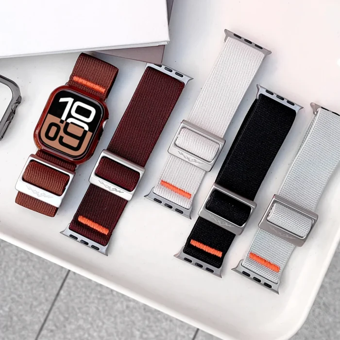 kf-S4915e8e051e0454e924a3a303ed18788c-1.webp Armband f. Apple Watch 40-49mm Nylon elastisch verstellbar – Bild 1