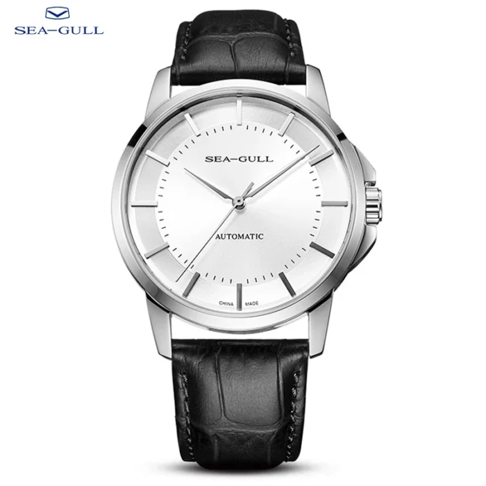 Herren Automatik Uhr f. Business Seagull Saphirglas Lederband 41mm – Bild 1