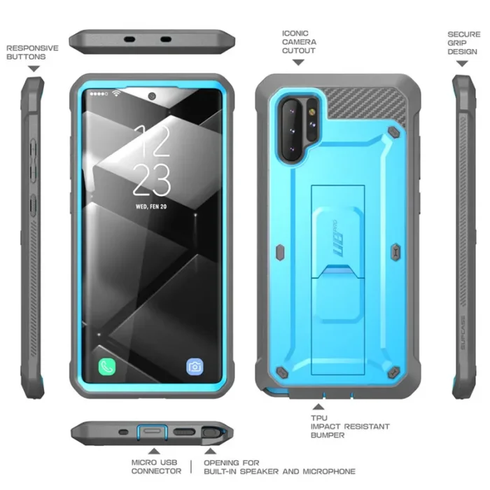 SUPCASE UB Pro Unicorn Beetle Pro Hülle Samsung Galaxy Note 10 Plus 5G Full Body Rugged Holster Kickstand Stoßfest OHNE Folie Schwarz Blau – Bild 3