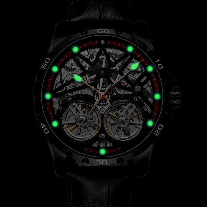 Herren Automatik Uhr Skeleton f. Business Lederarmband wasserdicht – Bild 4