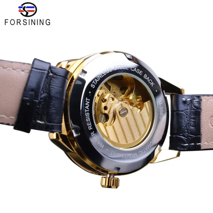 Skeleton Automatik Herrenuhr Mondphase Lederarmband 43mm Edelstahl Gehärtetes Glas – Bild 4