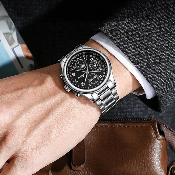 AILANG AL-6023 Herren Automatik Uhr 21 Jewels Mondphase Datum Edelstahl wasserabweisend – Bild 5