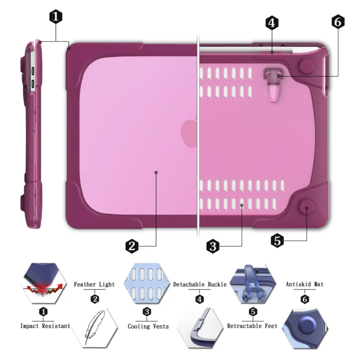 MacBook Hülle Transparent Standfüße Air Pro 13 14 15,3 16 Zoll – Bild 4