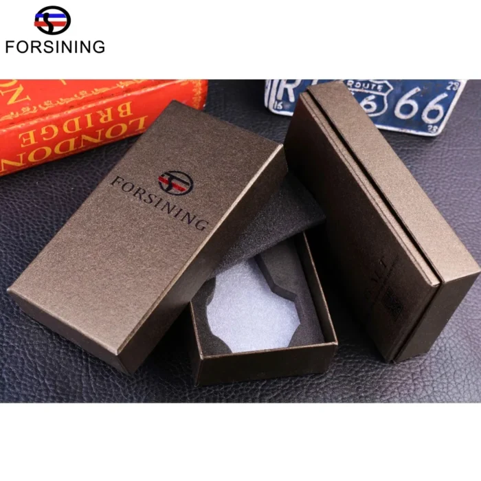 Forsining GMT1031-4 Herren Automatik Skeleton Uhr Gold Schwarz Echtleder Wasserdicht 3Bar Mechanik – Bild 6