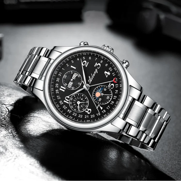 AILANG AL-6023 Herren Automatik Uhr 21 Jewels Mondphase Datum Edelstahl wasserabweisend – Bild 4