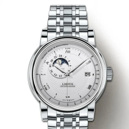 Herrenuhr Automatik Mondphase Saphirglas 42mm 50m wasserdicht Tachymeter Leder