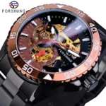 Skeleton Automatik Herrenuhr Gold Oyster 44mm Saphir 3ATM Edelstahl