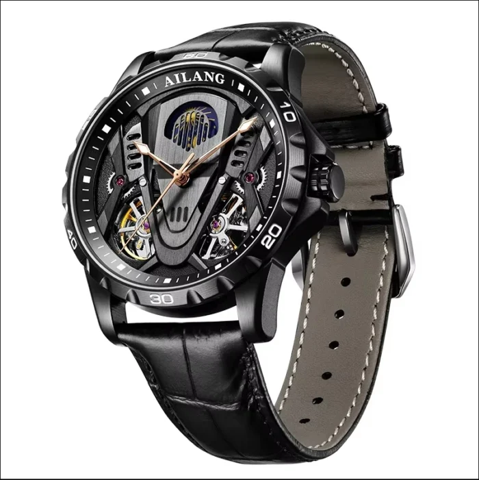 kf-S04cdee56cb754fb98bb87be5a91fbcc59.webp Herrenuhr f. AILANG AL8826 automatik skelettiert Leder schwarz 43mm – Bild 1