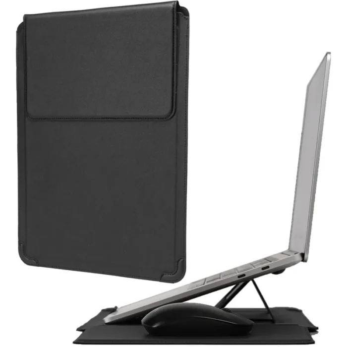 kf-S054bb46509b4416aa3e7e3b3015df016w.webp Verstellbare Laptop Hülle mit Ständer MacBook Air Pro 12-16" PU Lederimitat – Bild 1