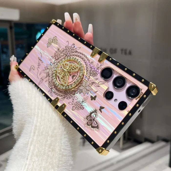 Luxus Perlmutt Glitzer Hülle mit Ringhalter für Samsung Galaxy S21 S22 S23 S24 S25 – Bild 1