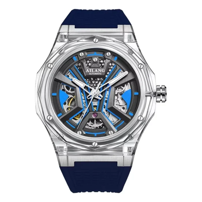 Ailang Automatik Skelettuhr f. Herren Lederarmband wasserdicht 42mm – Bild 1