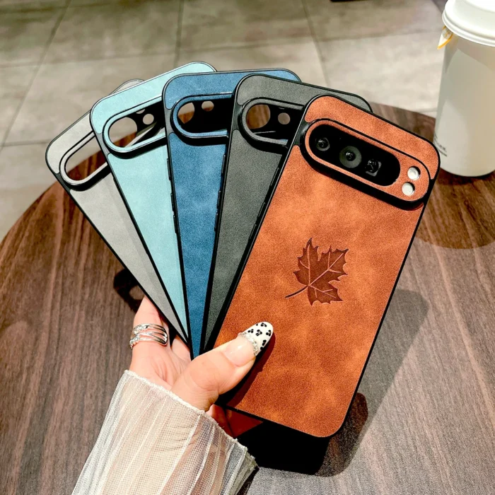 Hülle f. Google Pixel 10 9 8 7 Pro XL A Serie Lederoptik Ahornblatt Motiv – Bild 5