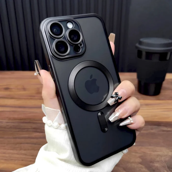 Premium MagSafe Handyhülle für iPhone 16 15 14 13 12 Pro Max transparent mit Metallring Schutz – Bild 1